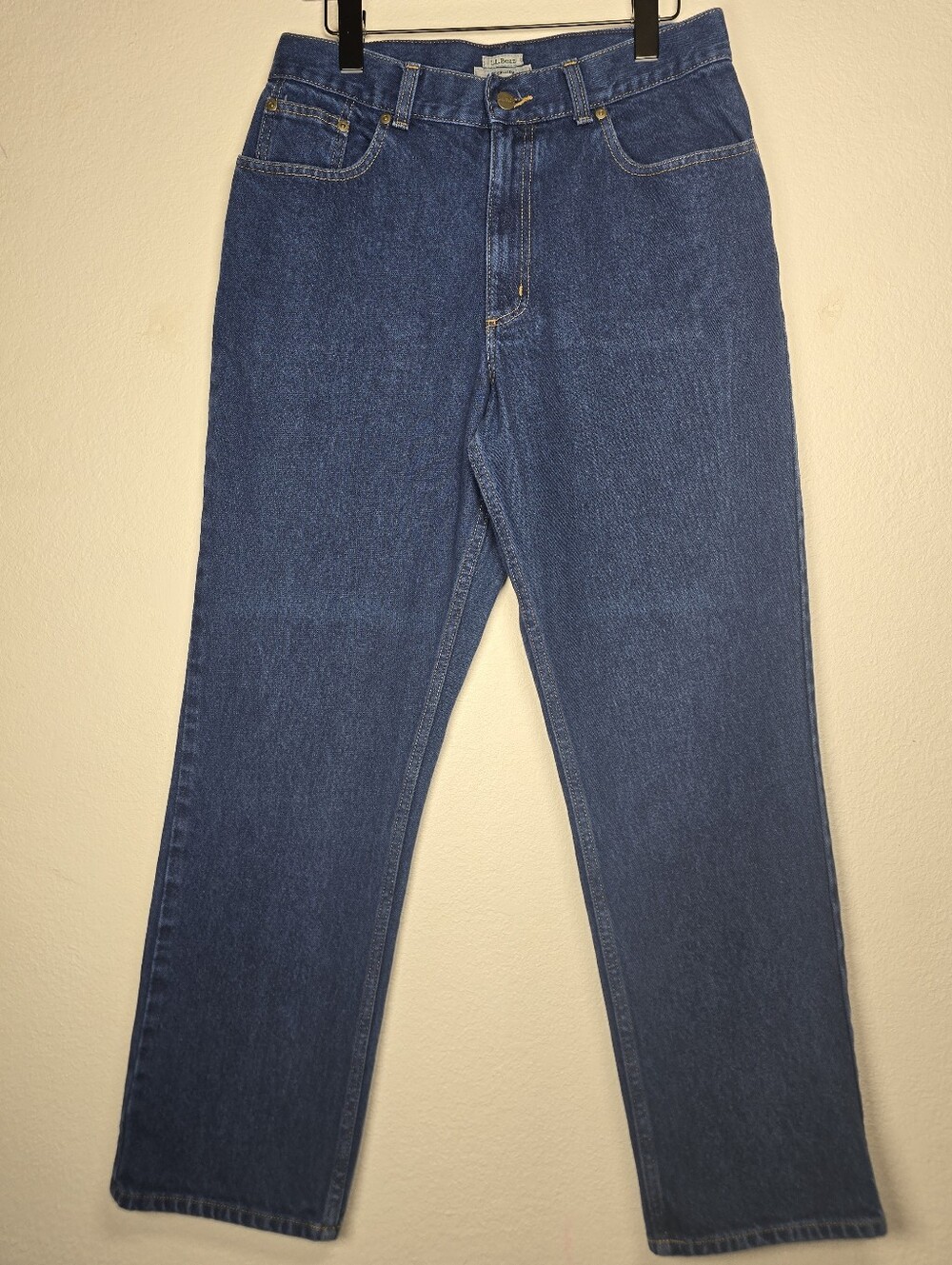 LL Bean Original Fit High Rise Straight Leg Jeans Womens 12x30 Mom Blue Denim